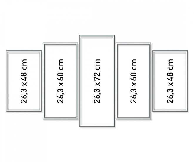 Alurahmen Polyptychon 5-teilig Silber