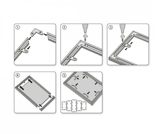 Alurahmen Polyptychon 5-teilig Silber