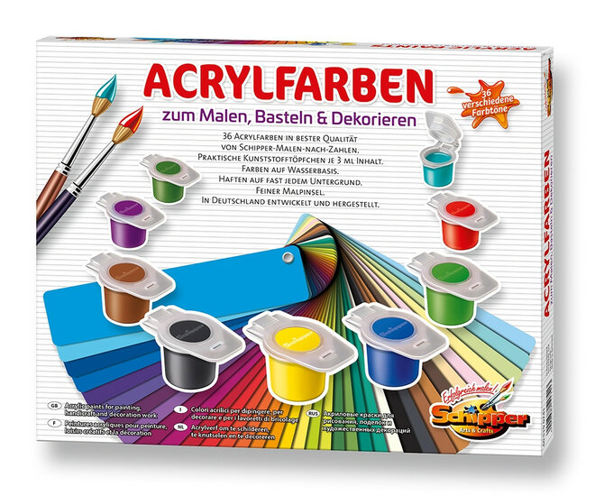 Acrylverf 36 kleuren in doos