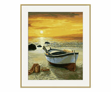 Vissersboot op het strand - Schipper 40 x 50 cm